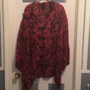 NWT 5X Catherine’s red & black kimono sheer blouse
